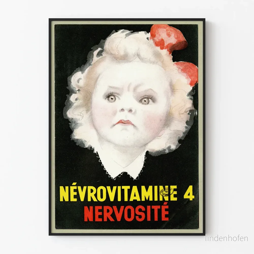 Vintageposter Névrovitamin 4 Nervositet - Retro Väggdekoration