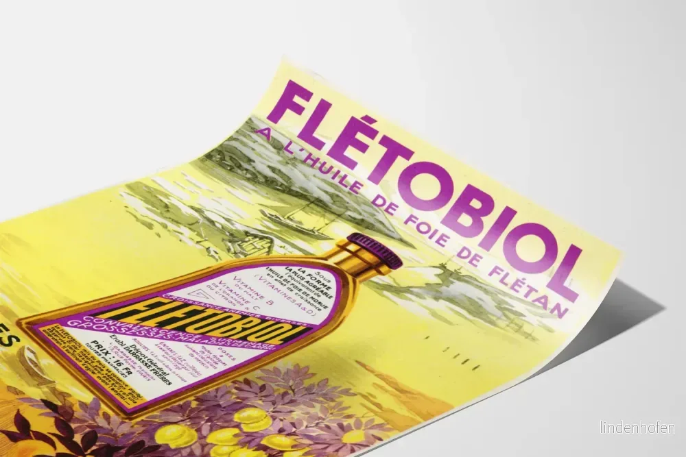 Vintageposter Flétobiol - Retro väggdekoration Vitaminer A B C D - Bild 3