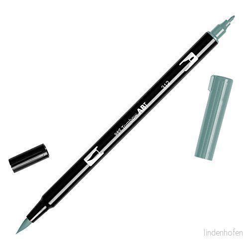 Tombow ABT 312 fiberpenna dubbel borste penna med två spetsar, järneksgrön 4901991901450