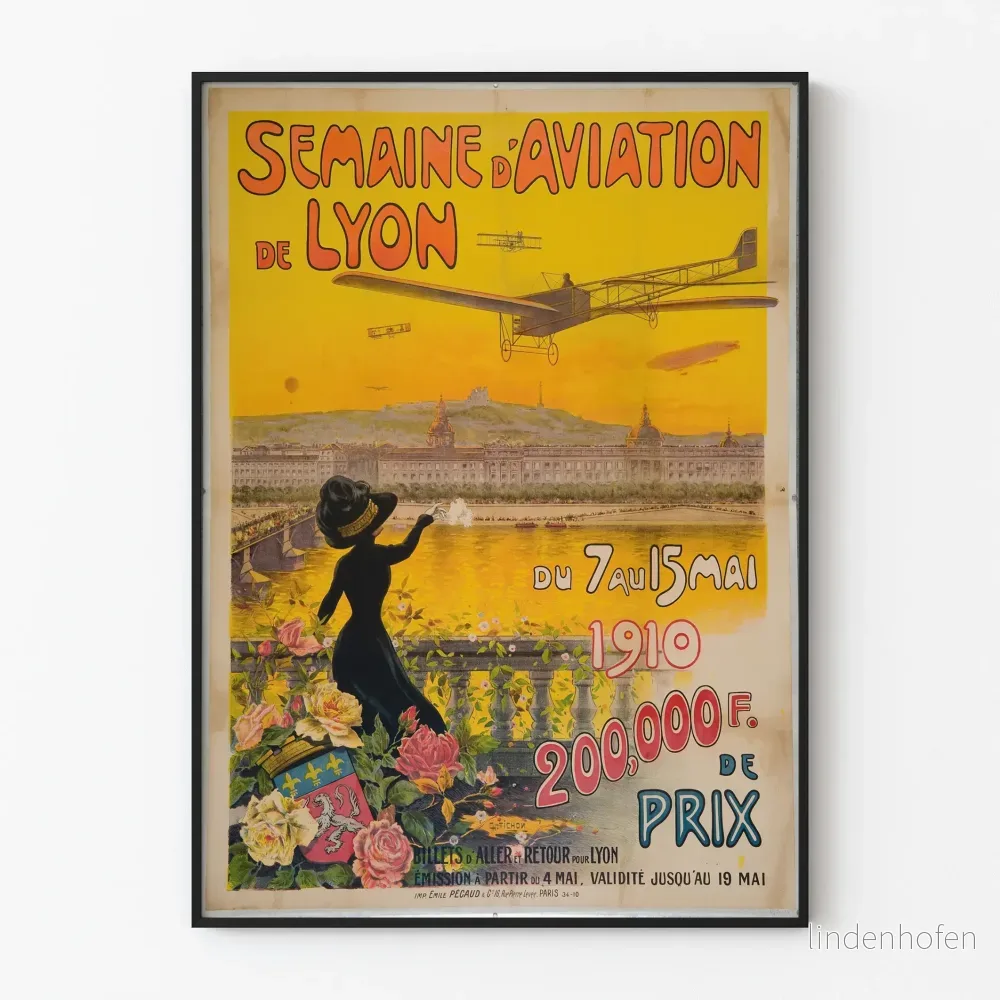 Vintageposter för Lyon Flygvecka 1910