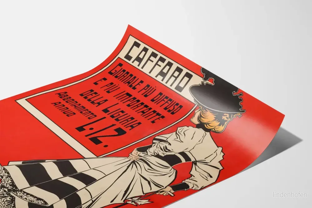 Vintage italiensk reklamposter i rött och svart - Bild 3