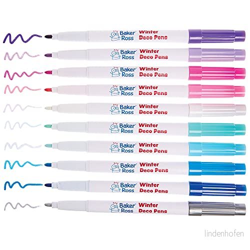 Baker Ross FX360 vinter dekorpennor för flera ändamål - 10-pack, hobbypennor barn och vuxna, färgpennor keramik, trä, papper, konsttillbehör 5063067002207