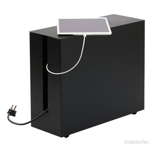Yamazaki 5404 TOWER kabellåda på hjul, svart, stål, minimalistisk design, 15 x 40 34,5 cm (L B H) 4903208054041