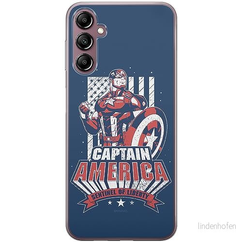 ERT GROUP mobiltelefonfodral för Samsung A14 4G/5G originalt och officiellt licensierat Marvel mönster Capitan America 018 anpassad till formen på mobiltelefonen, fodral tillverkad av TPU plast 5905511821067
