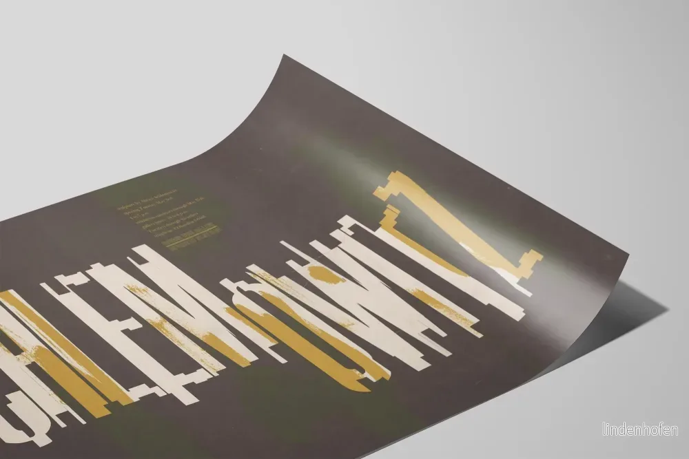 Typografisk designposter Schlemowitz i vitt och guld - Bild 2