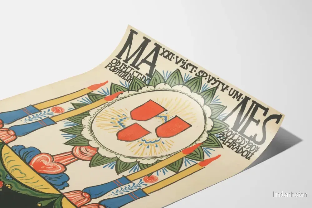 Vintage dekorativ poster med blommönster och ljus i folkstilsdesign - Bild 3