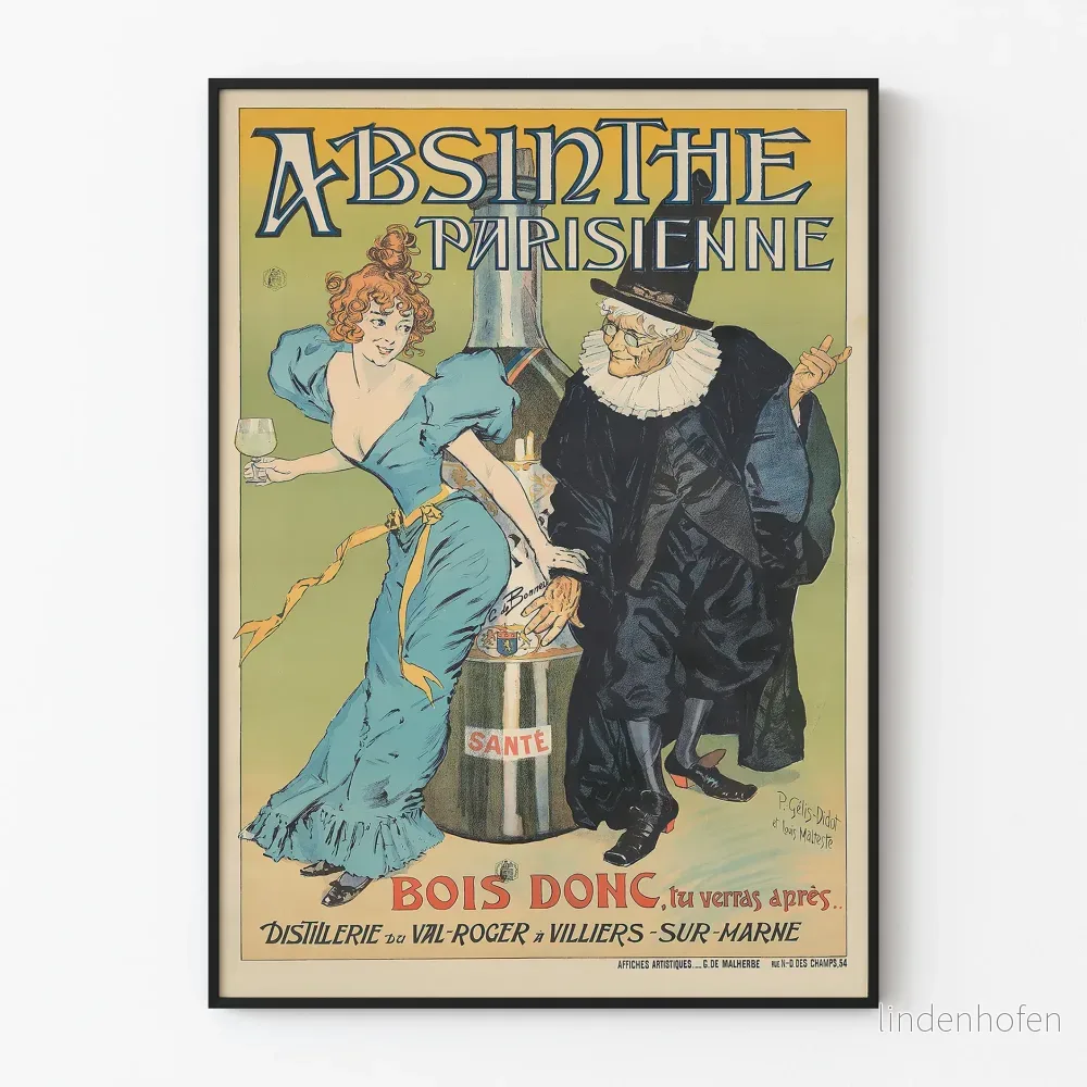 Vintageaffisch för absint Parisienne för väggdekoration