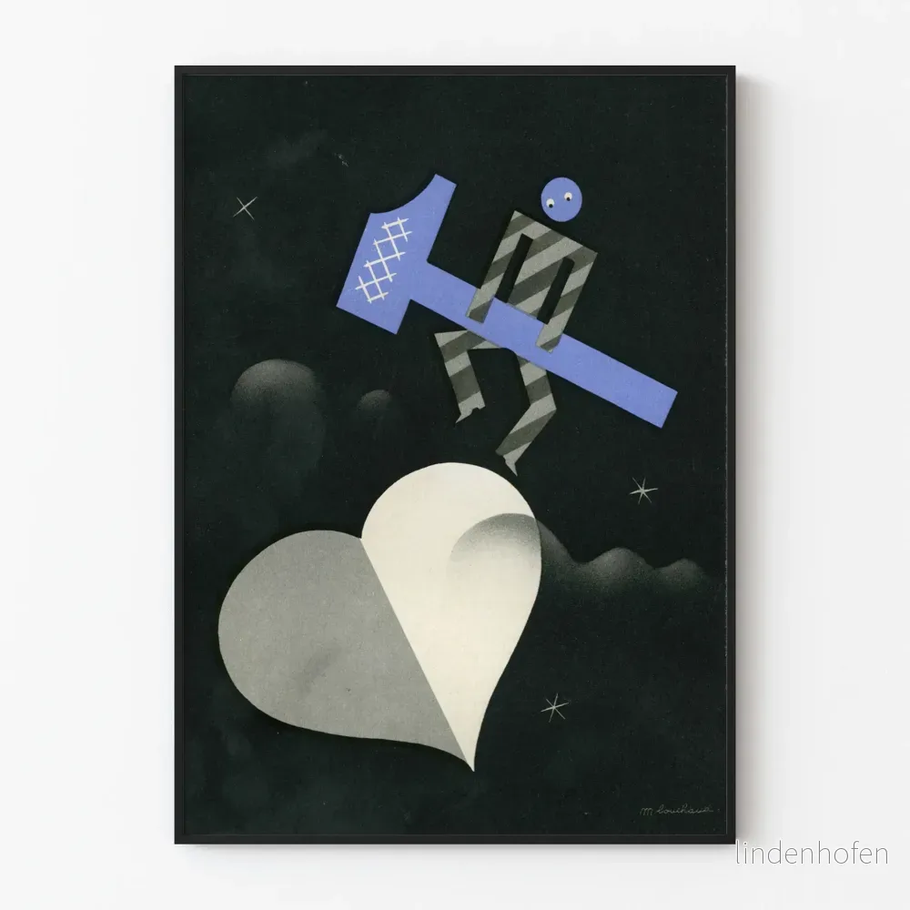 modern konstposter med abstrakt person och hjärta