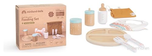 Miniland Set med Alimentación de Madera träförsörjningsdockor för dockor, 94060 8413082940607