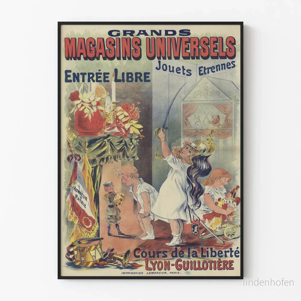 Vintageposter för Stora Allmänna Varuhus i Lyon - Leksaker och Nyårsgåvor