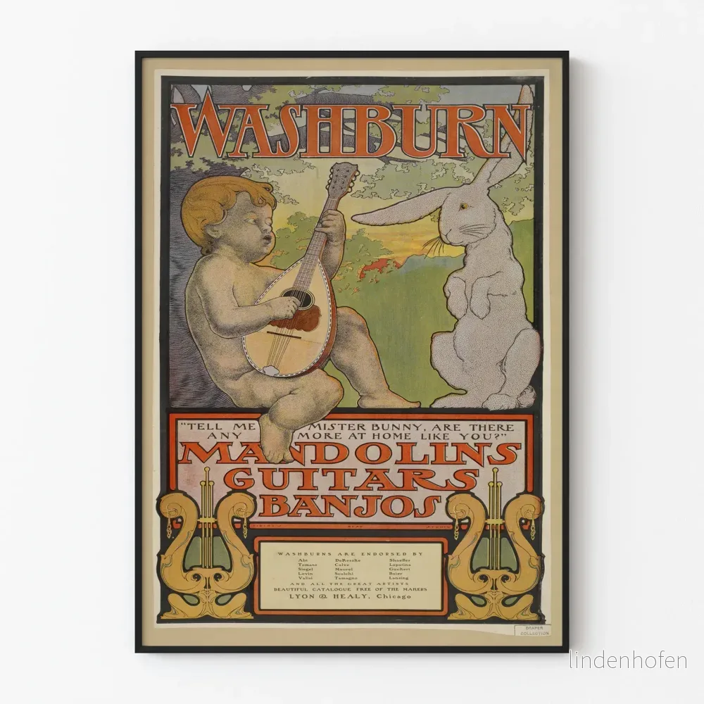 Vintageaffisch Washburn Instruments – Mandoliner, Guitarrer, Banjos