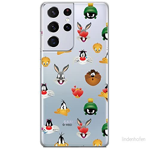 ERT GROUP mobiltelefonfodral för Samsung S21 ULTRA originalt och officiellt licensierat Looney Tunes mönster 007 optimalt anpassad till formen på mobiltelefonen, gedeeltelijk transparant 5903932392470
