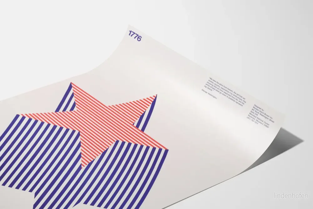 Dekorativ poster med röda och blå stjärnor i geometriska linjer - Bild 3