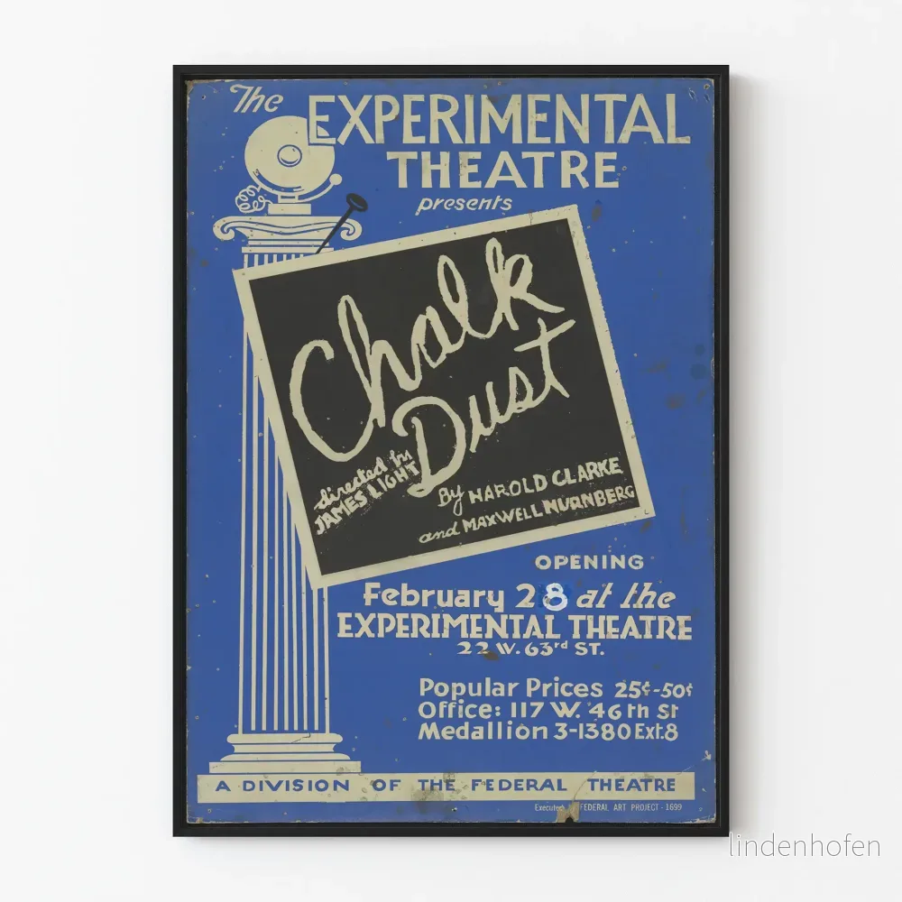 Affisch Teater Experimentell Chalk Dust – Vintage Väggdekoration Affisch Teater Experimentell Chalk Dust – Vintage Väggdekoration