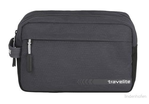 Travelite Kosmetikväska för handbagage, Kick Off-resväskeserien, praktisk toalettväska semester och sport, antracitgrå, 26 cm, Kosmetiktasche 4027002072190