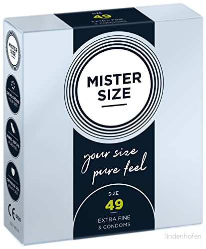 MISTER SIZE kondomer känslomässigt känsliga 49mm i ett paket med 3 / extra tunn, fin, fuktig/tillverkad av 100% naturgummi latex din storlek S/naturlig känsla pack 4260605480041