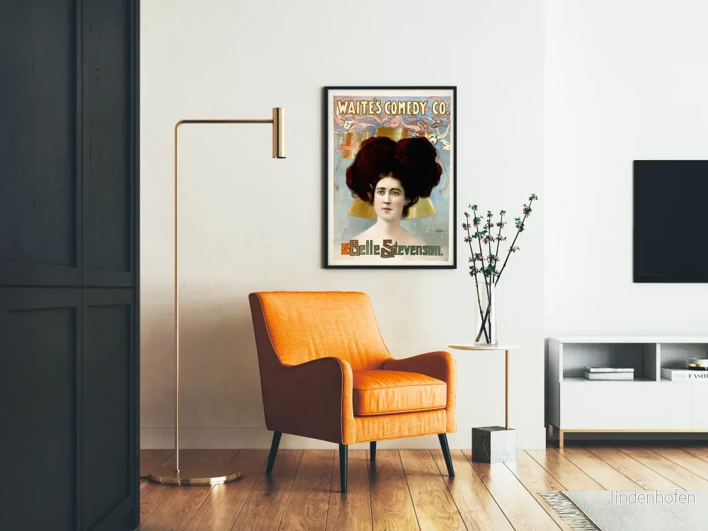 Vintageposter Waite's Comedy Co. Belle Stevenson - Retro väggdekoration - Bild 2