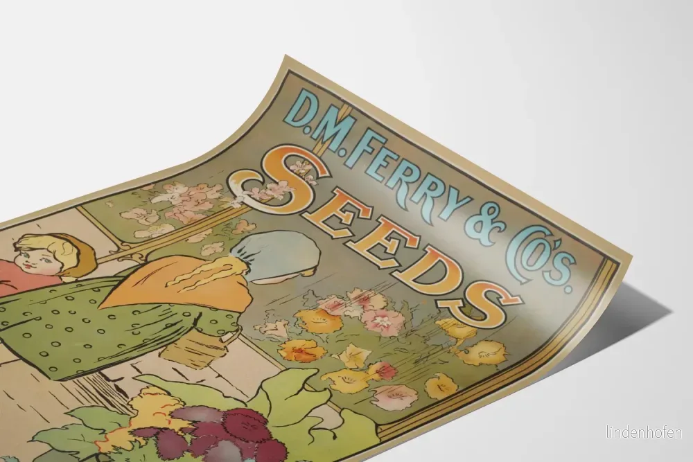 Vintageposter D.M. Ferry & Co:s fröer botanisk väggdekoration - Bild 3