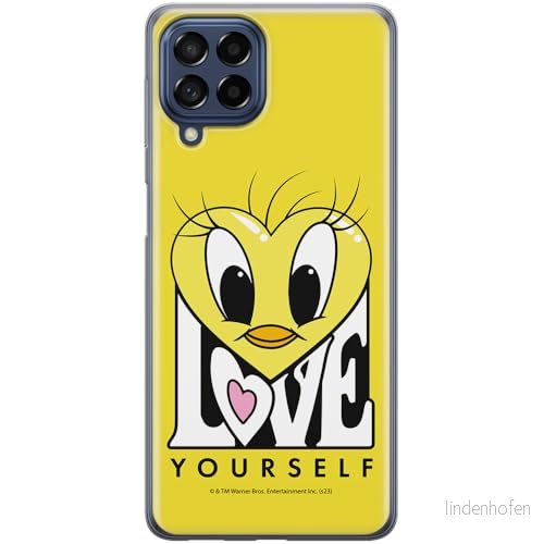 ERT GROUP mobiltelefonfodral för Samsung M53 5G originalt och officiellt licensierat Looney Tunes mönster Tweety 015 optimalt anpassad till formen på mobiltelefonen, fodral tillverkad av TPU plast 5905795097738