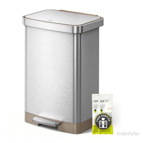 EKO Hudson Matt Rostfri 50 Liter/13,2 Gallon Trasburk med Bakre Papperskorg Förvaringsutrymme 6951800608207