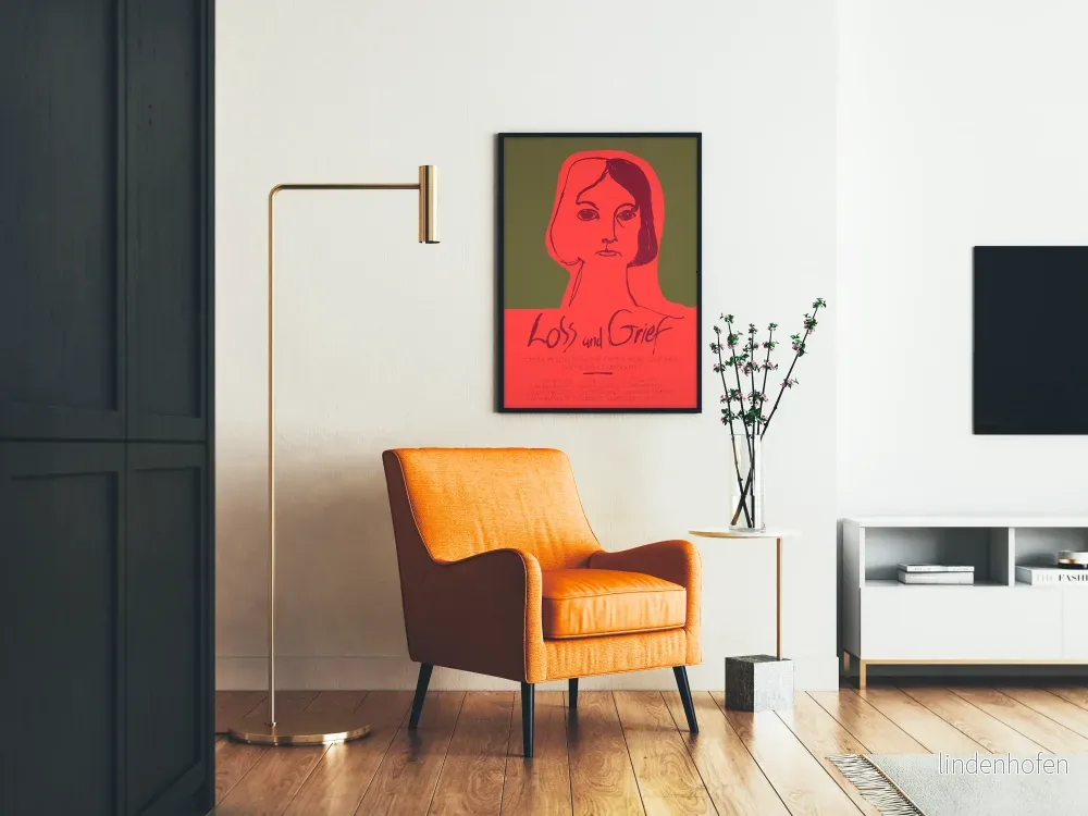 Minimalistisk dekorativ poster med ansikte och typografi för förlust och sorg - Bild 2