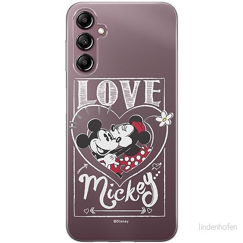 ERT GROUP mobiltelefonfodral för Samsung A14 4G/5G originalt och officiellt licensierat Disney mönster Mickey & Minnie 002 optimalt anpassad till formen på mobiltelefonen, gedeeltelijk transparant 5905511819187