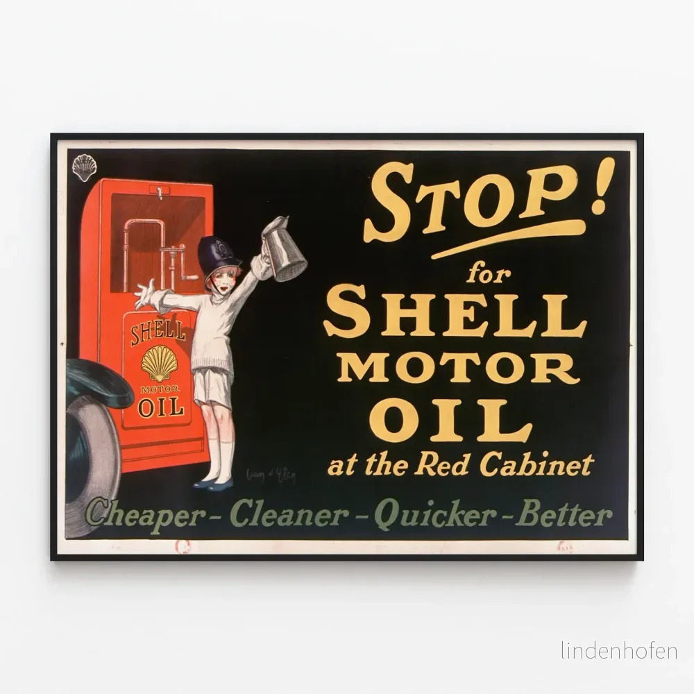 Vintage Shell Motor Oil reklamposter - Retro väggdekoration