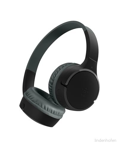 Belkin SoundForm Mini trådlösa hörlurar för barn med inbyggd mikrofon, 30 tim. uppspelningstid och kul etiketter utanpåliggande utbildning, skola, iPhone, iPad, Galaxy Svart 745883879533