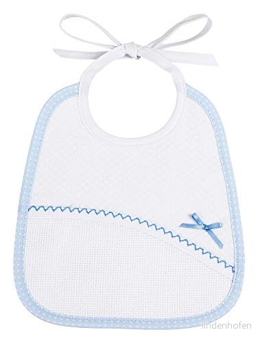 Filet Mjuk tyghaklapp med tygficka för broderi, vit/himmelsblå 8055727210401