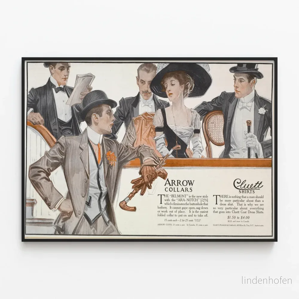 Vintageposter Arrow Collars och Cluett Shirts – Elegant väggdekoration