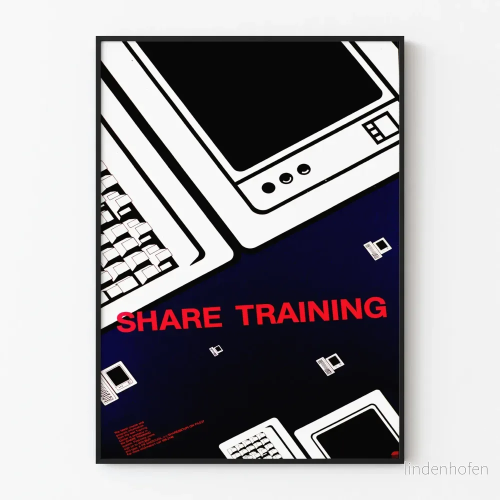 Vintage affisch Share Training - Retro väggdekoration för datateknik