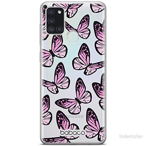 ERT GROUP mobiltelefonfodral för Samsung A21s originalt och officiellt licensierat Babaco mönster Butterflies 002 optimalt anpassad till formen på mobiltelefonen, gedeeltelijk transparant 5904805724572