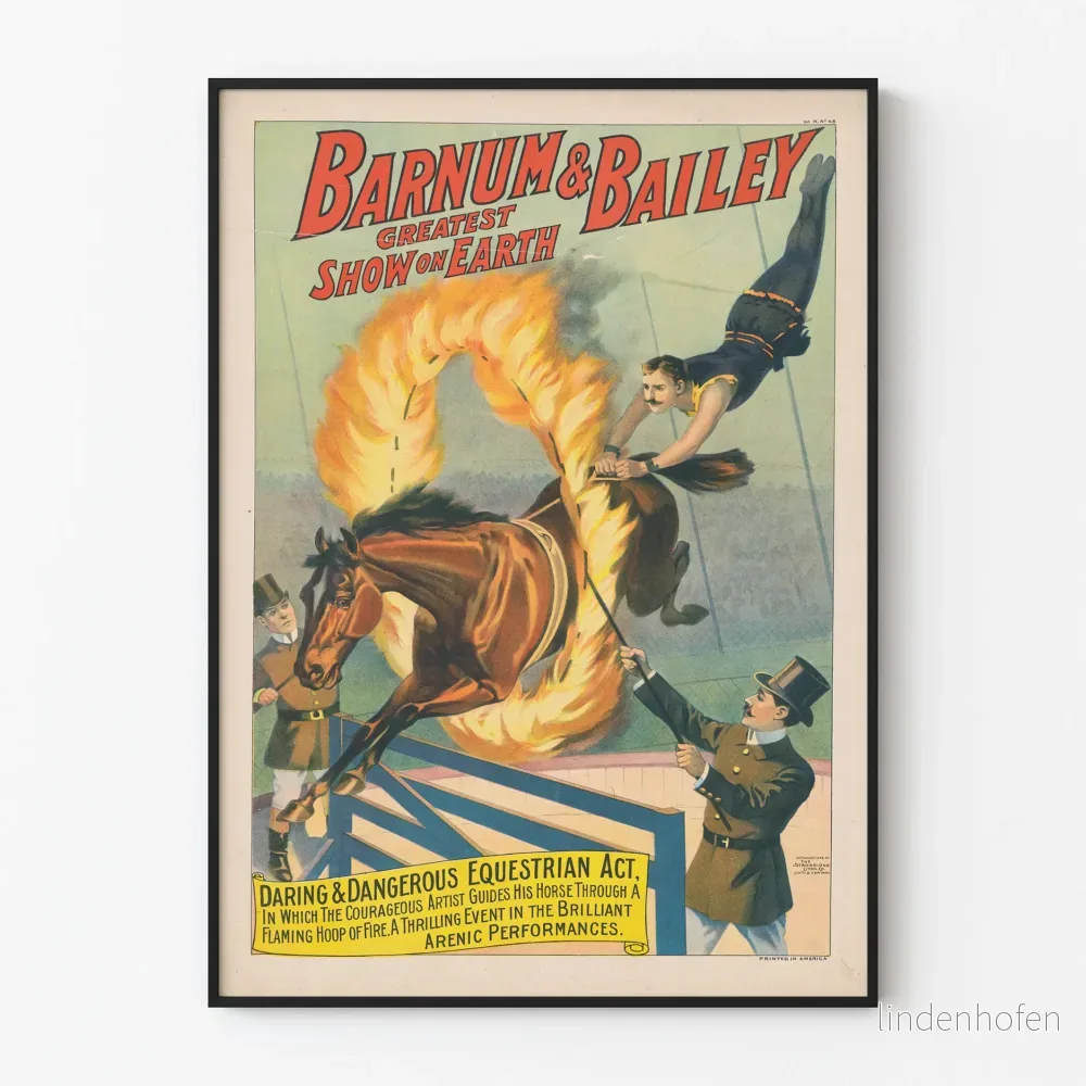 Vintageposter av det djärva Barnum & Bailey hästshowet