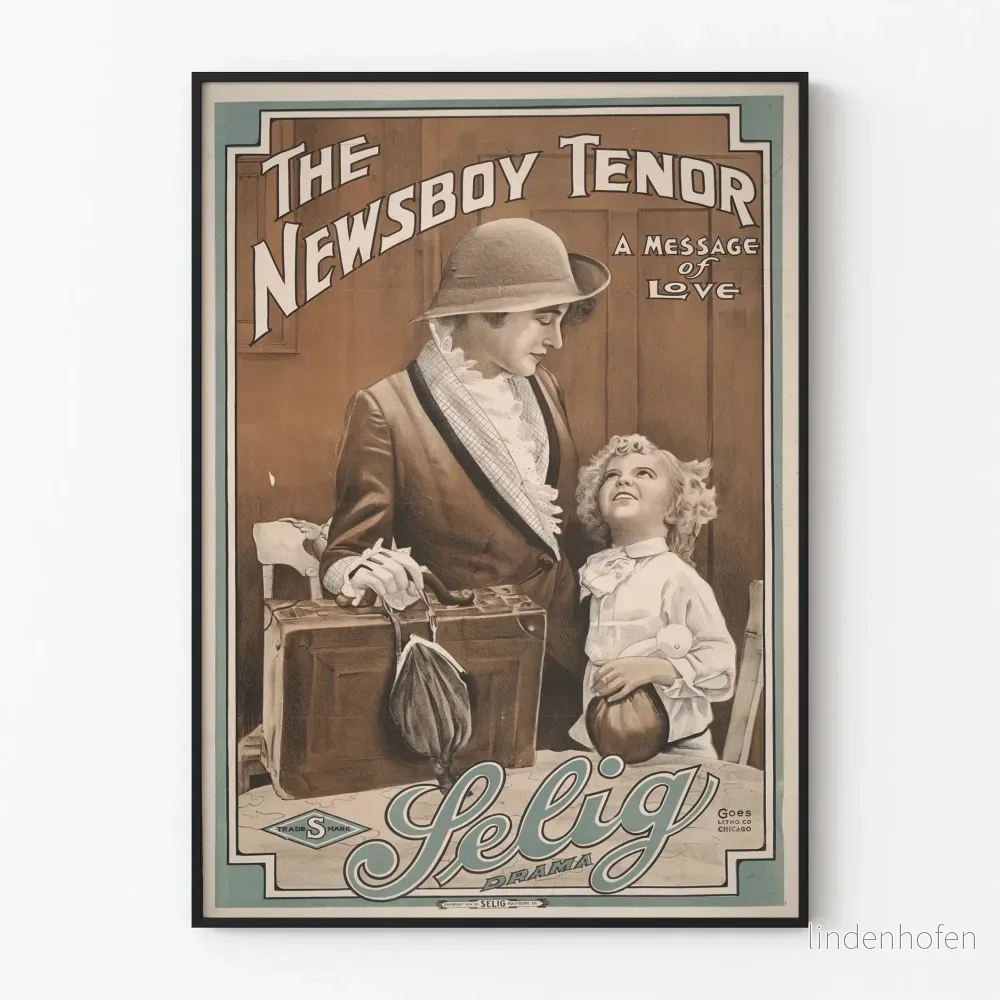 Vintageposter The Newsboy Tenor Message of Love för väggdekoration
