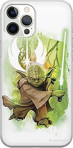 ERT GROUP mobiltelefonfodral för Apple Iphone 12 PRO MAX originalt och officiellt licensierat Star Wars mönster Yoda 005 Vit anpassad till formen på mobiltelefonen, fodral tillverkad av TPU plast 5903537994611