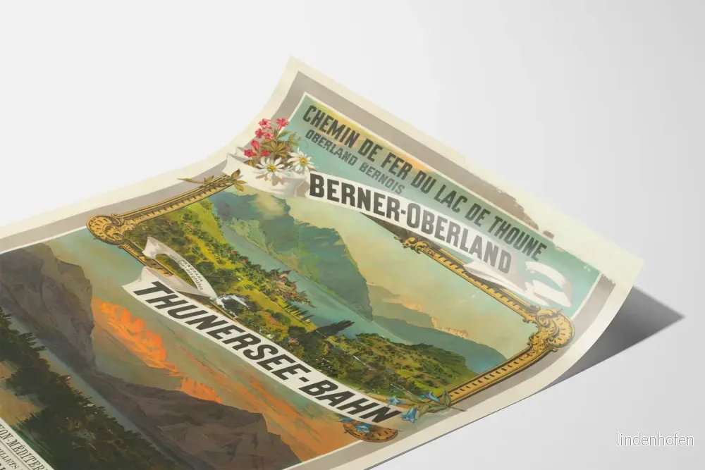 Vintageposter av tåg Berner-Oberland - Väggdekoration vid Thunsjön - Bild 3