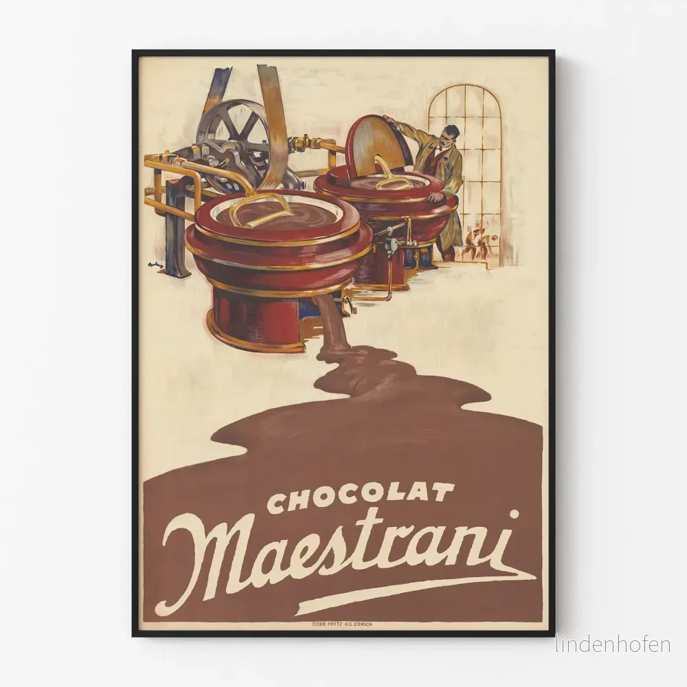 Vintageposter Chocolat Maestrani - Industriell väggdekoration