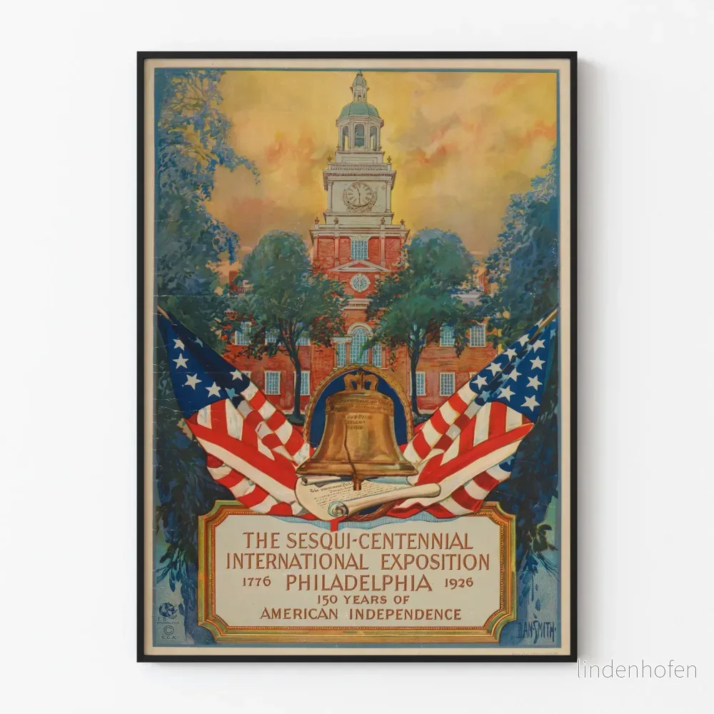Vintageaffisch för internationell utställning i Philadelphia 1926
