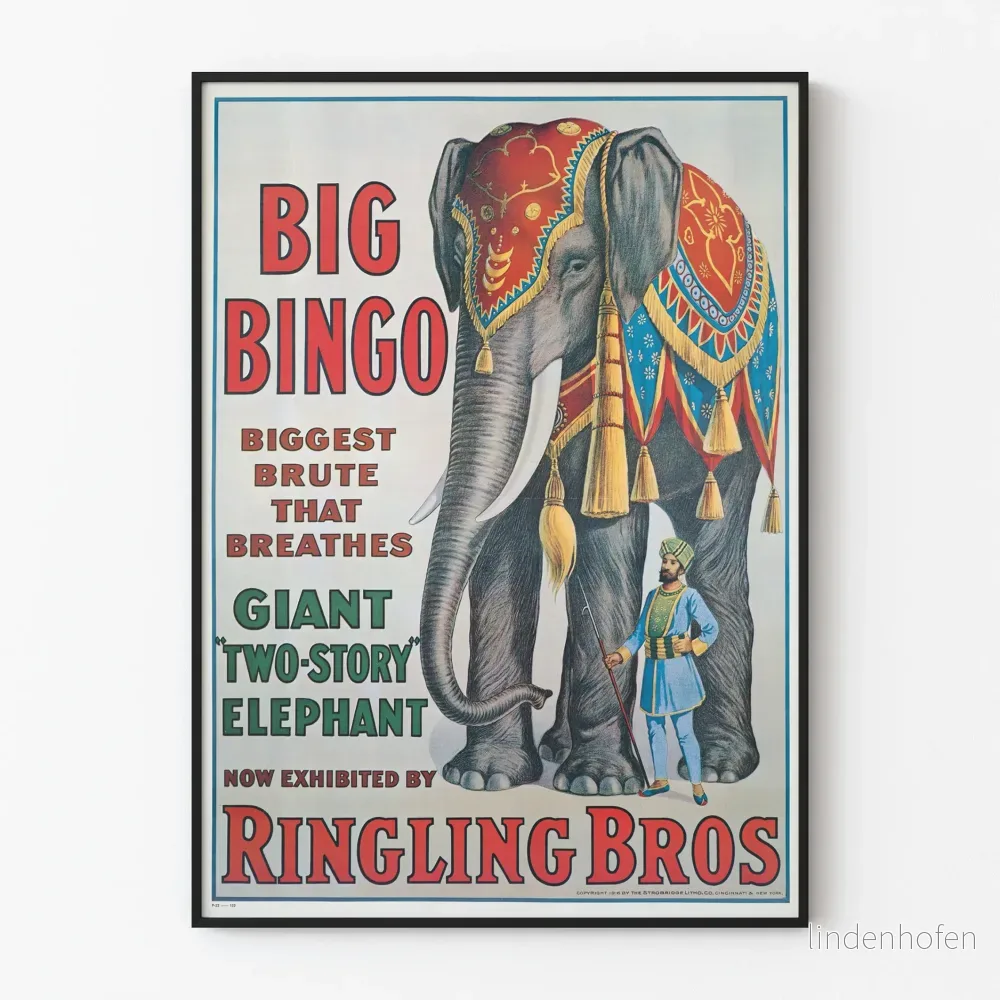 Vintageposter Big Bingo - Gigantisk dekorativ elefant