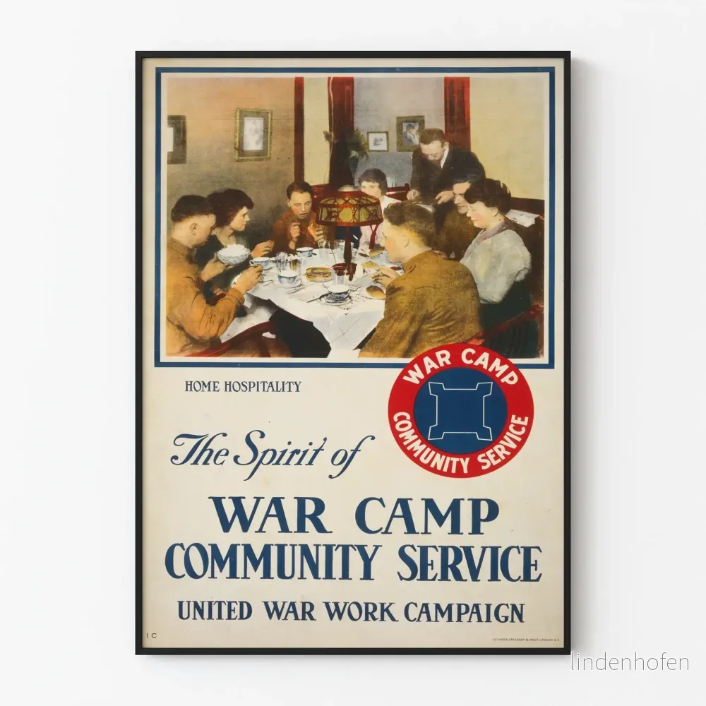 Vintageposter The Spirit of War Camp - Väggdekoration Krig och Gemenskap