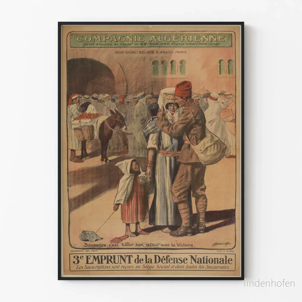 Vintageposter för tredje nationalförsvarsutlåningen - Algeriska företaget