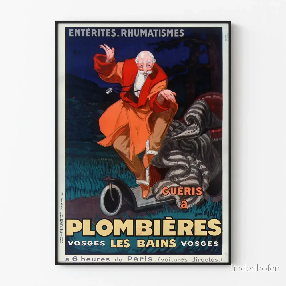 Vintageposter Plombières-les-Bains - Kur mot entrit och reumatism