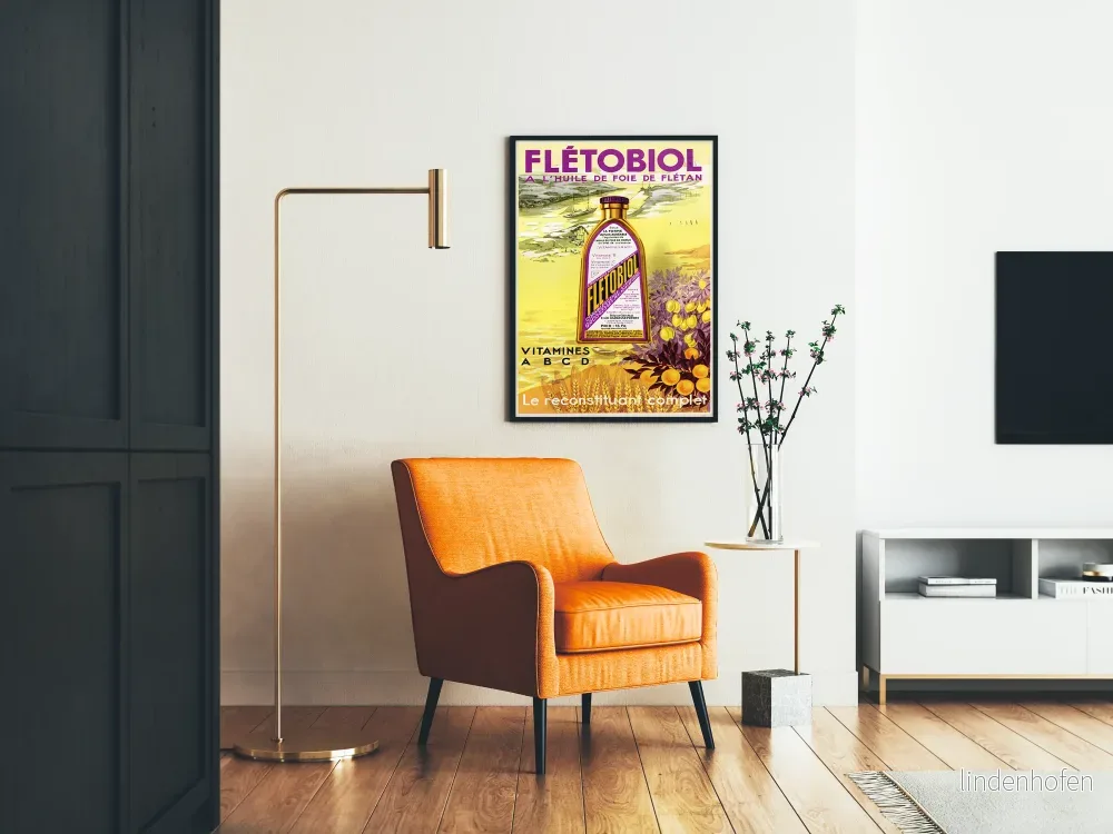 Vintageposter Flétobiol - Retro väggdekoration Vitaminer A B C D - Bild 2