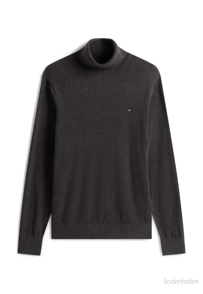 Tommy Hilfiger PIMA ROLL NECK Stickad tröja, Storlek: Medium, Dark grey heather 8720641485746