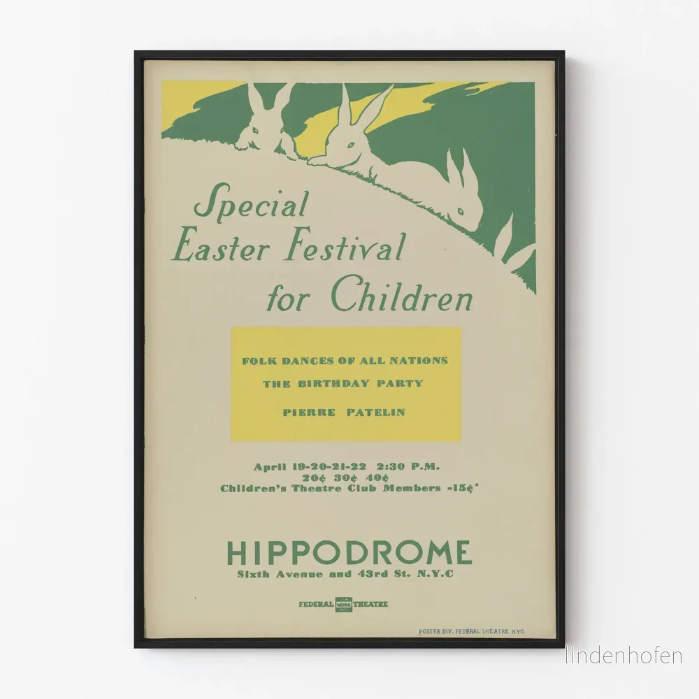 Vintage påskfestivalaffisch för barn - pastellväggdekoration