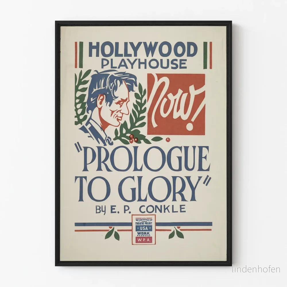 Vintageaffisch teater Hollywood Playhouse Prolog till ära