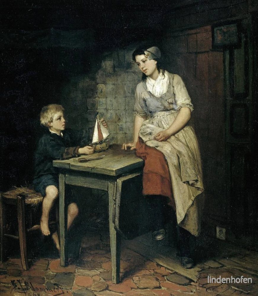 Målning Les enfants du pêcheur - Bernardus Johannes Blommers | Konsttryck - Bild 2