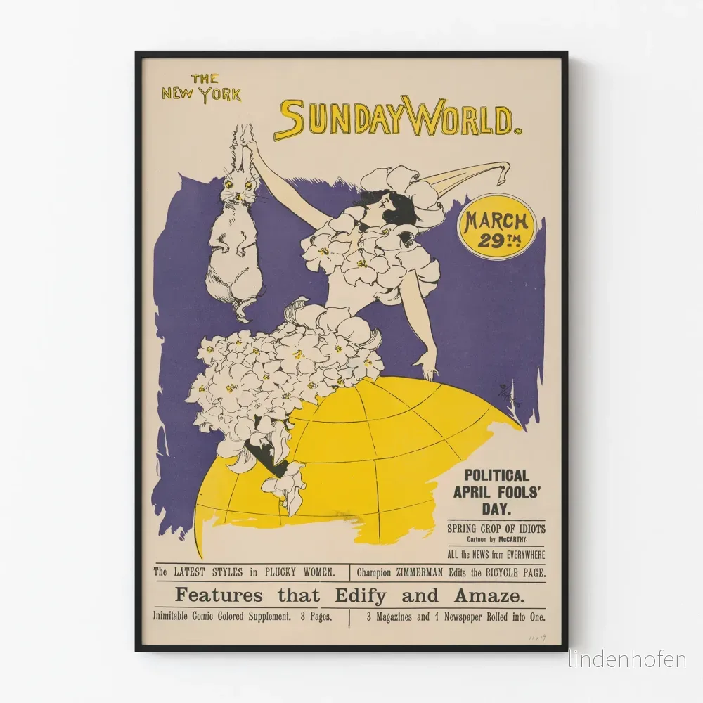 Vintageposter The New York Sunday World 29 mars
