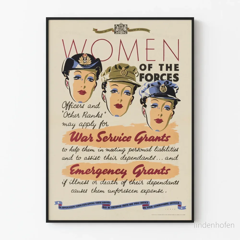 Vintageposter Kvinnor i Försvaret - Militär Väggdekoration