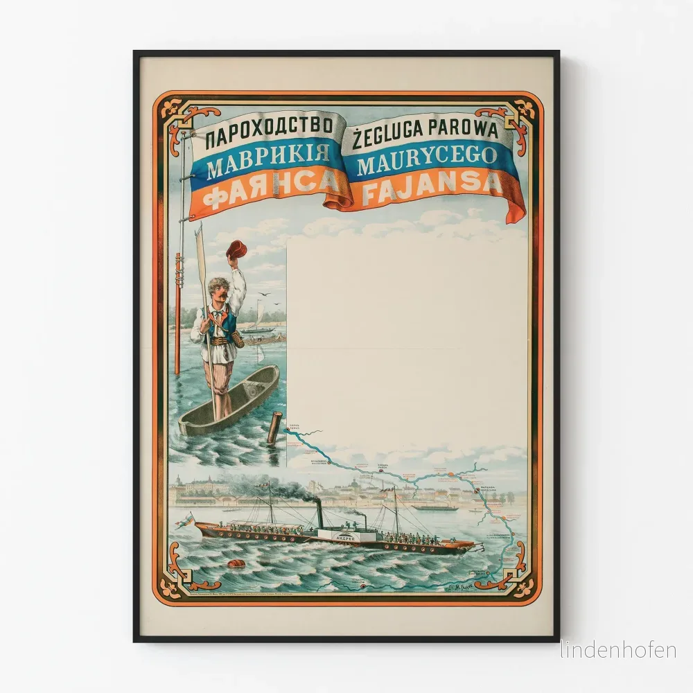 Vintageposter Żegluga Parowa Maurycego Fajansa för väggdekoration